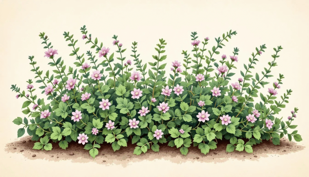 Ideal growing conditions for creeping thyme in a sunny garden.